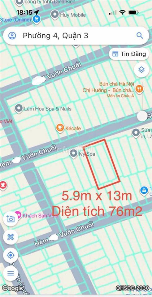 Chính chủ bán hàng hiếm Vườn Chuối Bàn Cờ Q3 -Ngang 5.9m  Hẻm 6m ô tô