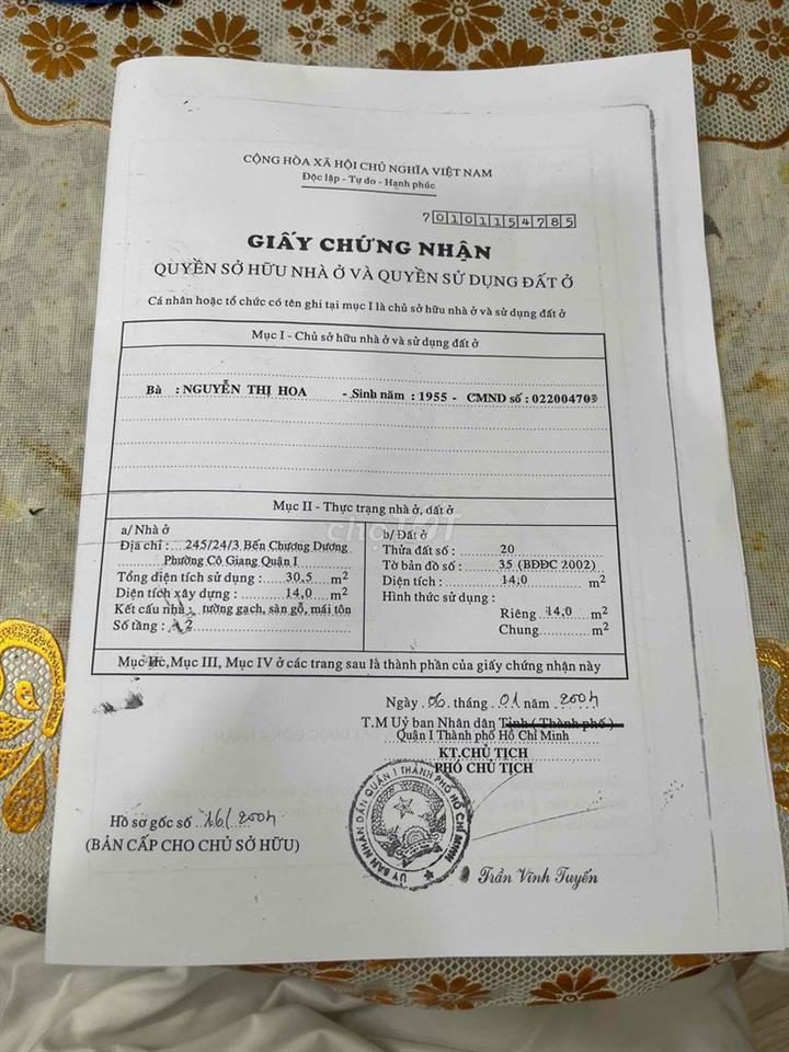 NHÀ BÁN CHÍNH CHỦ QUẬN 1