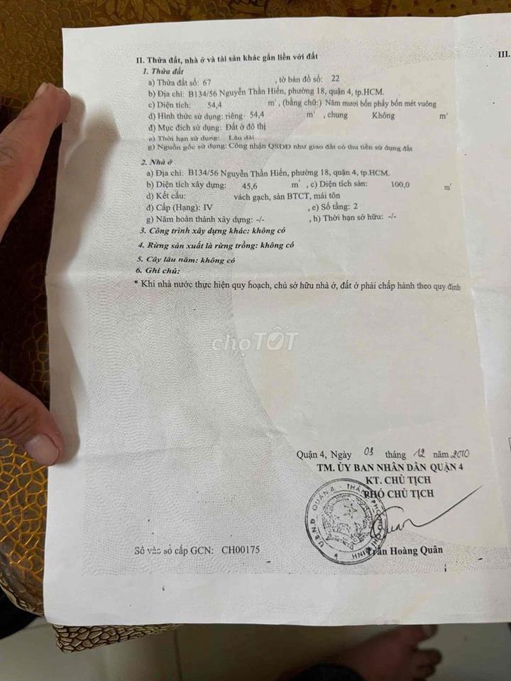 Nhà bán Nguyễn Thần Hiến Q.4