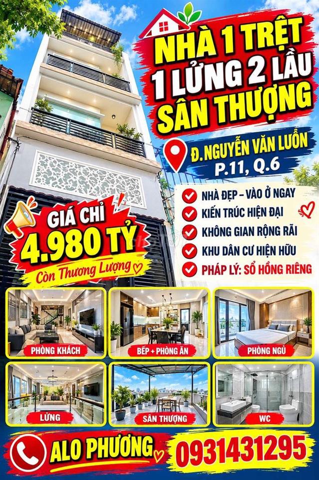 NHÀ  GIÁ TỐT  . HẺM  3.5M . KHU VỰC QUẬN  6