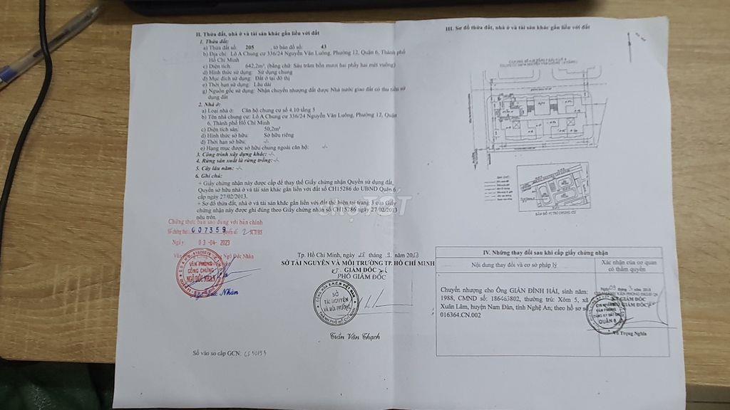 Cần bán chung cư 336/24 Nguyễn Văn Luông