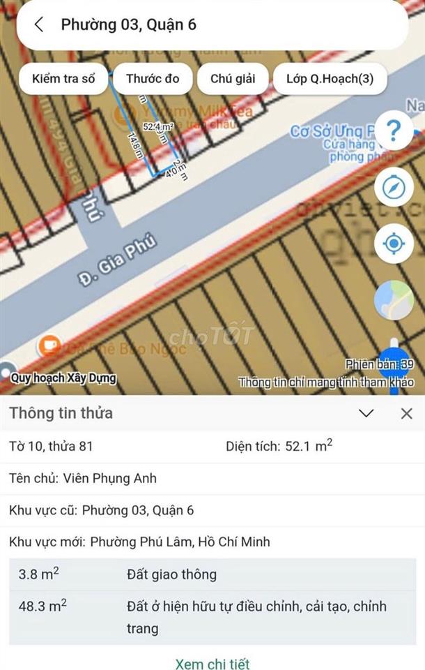 chính chủ bán nhà mặt tiền kinh doanh số 490 Gia Phú Phường BÌnh Tiên