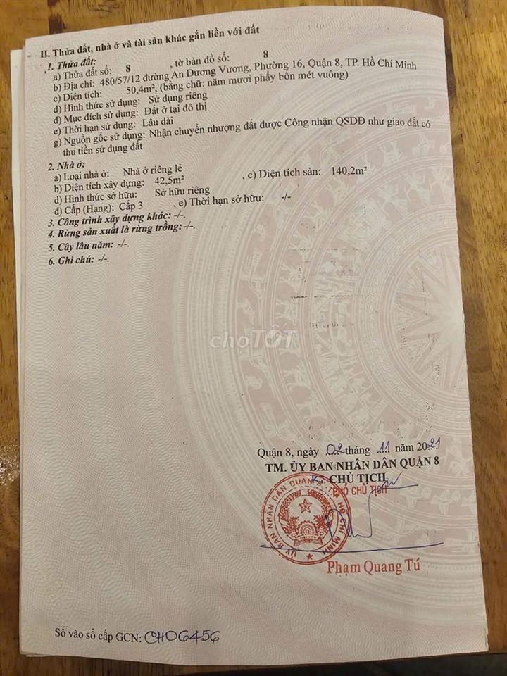Cần bán gấp nhà khu đồng bộ hẻm xe hơi 480 An Dương Vương, P.Bình Phú 