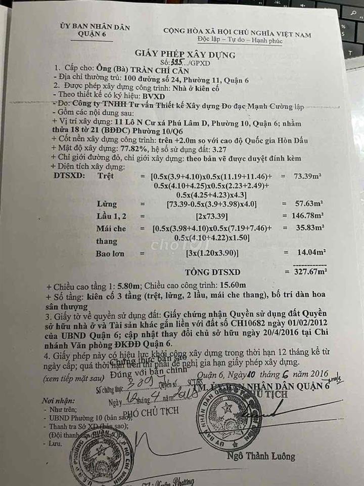 🏡 Bán nhà lầu đúc kiên cố đường Bình Phú. Quận 6. 👉 Diện tích : 4.5 x