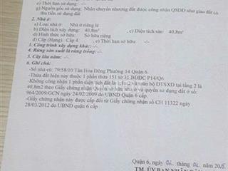 Bán nhà Hẻm 79 Tân Hòa Đông Q6