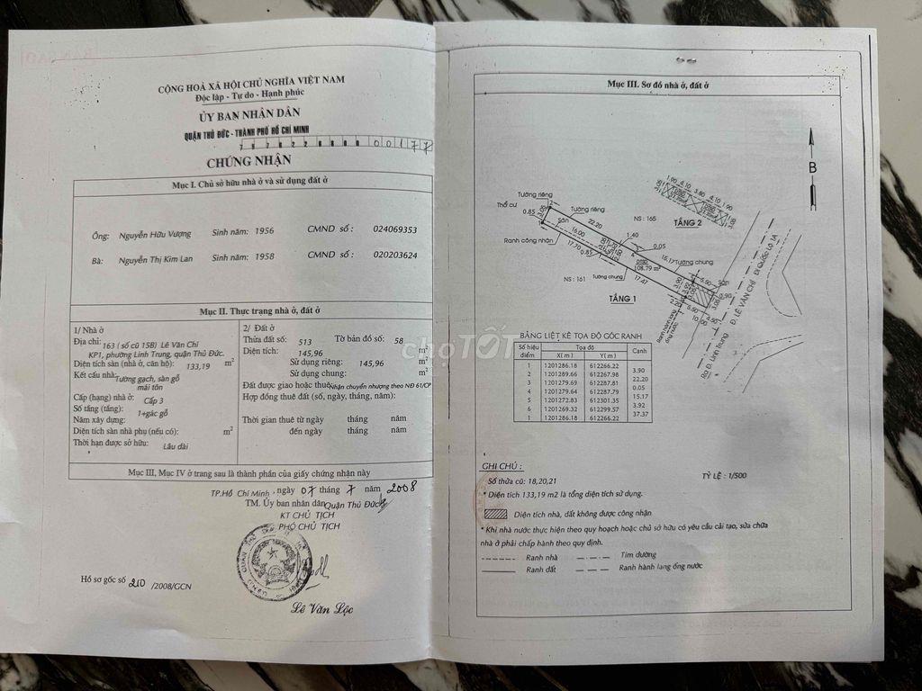 BÁN NHÀ MẶT TIỀN ĐƯỜNG LÊ VĂN CHÍ – THỦ ĐỨC. GẦN TRƯỜNG HỌC, BỆNH VIỆN