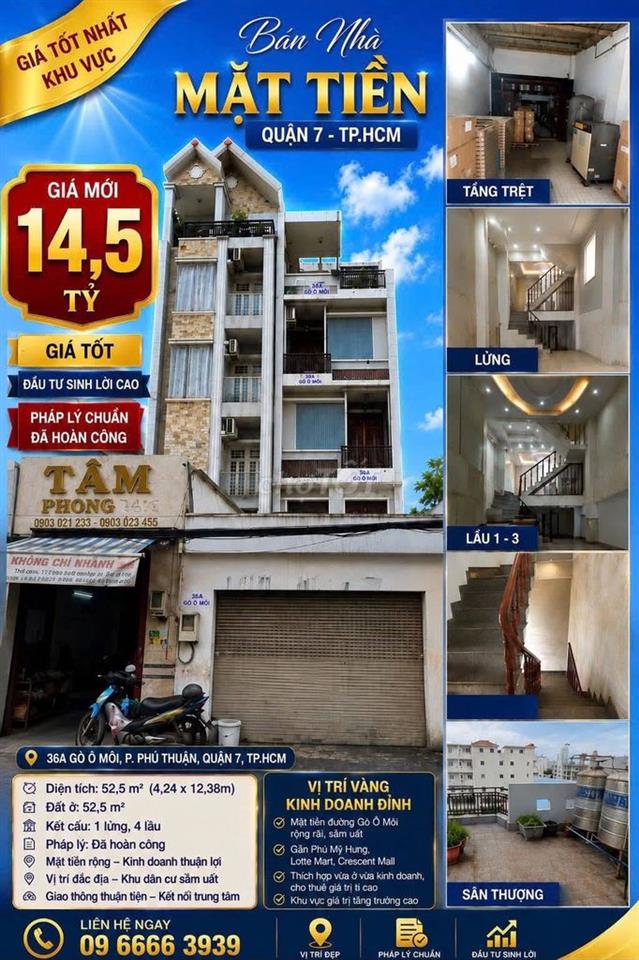 BÁN NHÀ MẶT TIỀN 40 GÒ Ô MÔI, QUẬN 7.