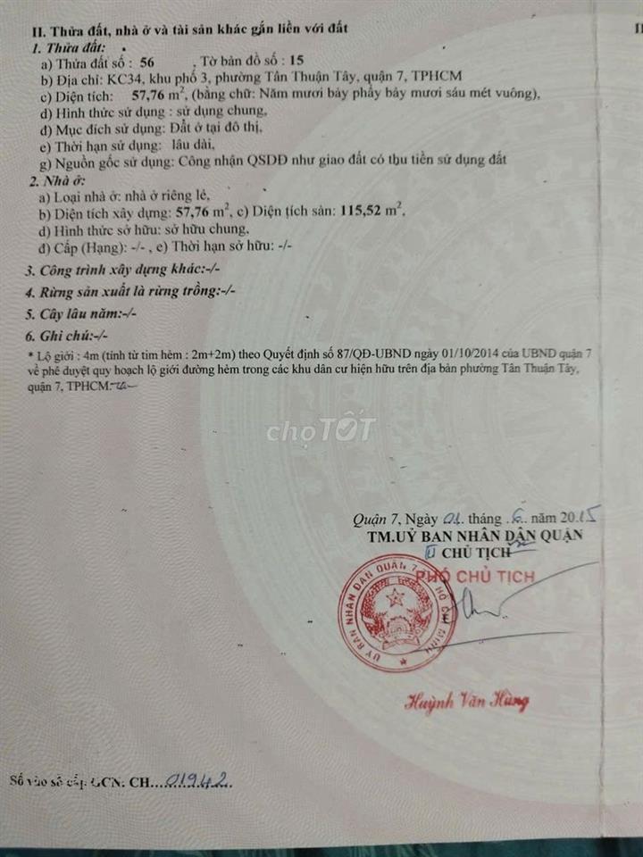 Cần bán nhà cầu Tân Thuận 1