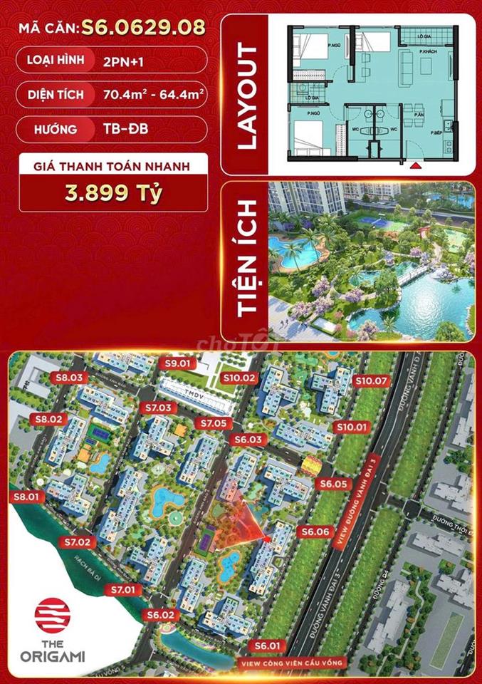 💥[HOT] S6.0629.08 2PN+THE ORIGAMI – SIÊU PHẨM CĂN GÓC VIEW KÉP TRIỆU