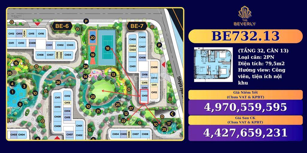 BÁN CĂN HỘ 2PN BE7 BEVERLY CAO CẤP GIÁ CHỈ  HƠN 4 TỶ. HÀNG CDT