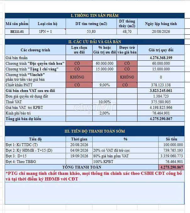 Căn hộ cao cấp The Beverly Vinhomes Grand Park, 1pn 55m2, view CV
