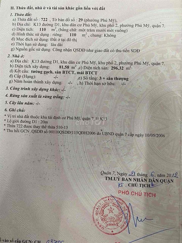 Nhà bán mặt tiền đường D1- Phú Mỹ- Q7