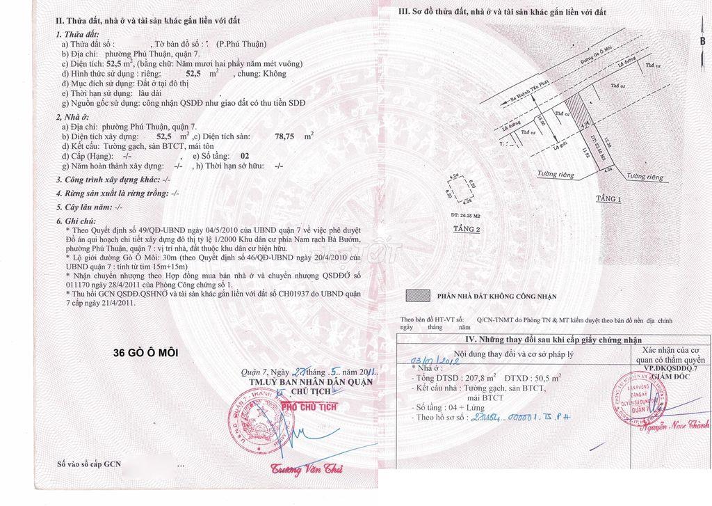 BÁN GẤP NHÀ MẶT TIỀN GÒ Ô MÔI – QUẬN 7 | 13,9 TỶ
