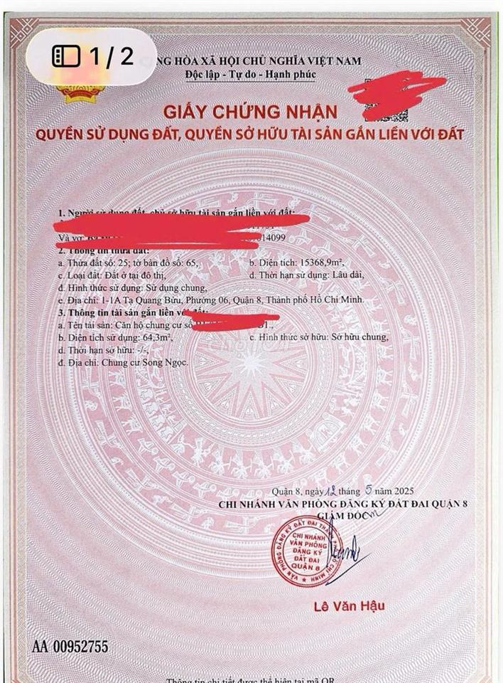 [SỔ SẴN - GIÁ TỐT] BÁN CĂN HỘ TARA RESIDENCE - 3,75 TỶ