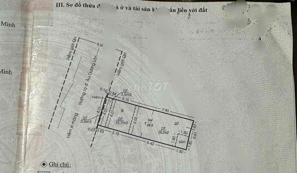 Nhà mới, k lộ giới, trệt, lửng, lầu, ST, (4x12m), nở hậu Âu Dương Lân