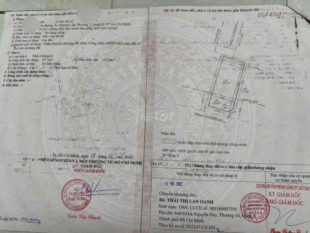 Bán nhà DT khủng hẻm 154/ âu dương lân p3 Q8