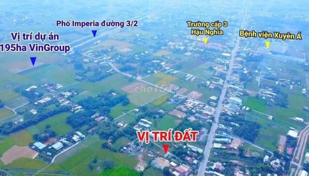 BÁN LÔ ĐẤT Tại Thị Trấn Hậu Nghĩa,  SÁT RANH VINGROUP 197ha