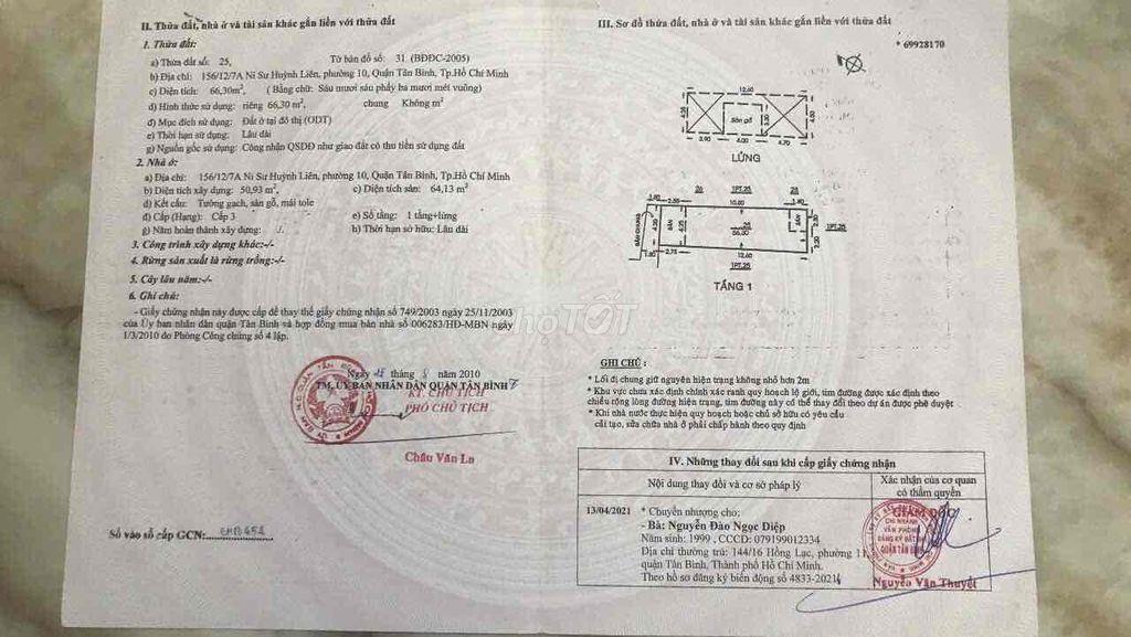 4.5x16m Ni Sư Huỳnh Liên - Đặng Minh Trứ P10 Tân Bình