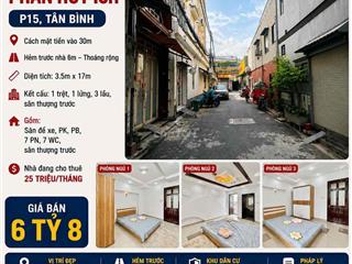 NHÀ 1 SẸC PHAN HUY ÍCH, TÂN BÌNH – HẺM 6M – 7PN – DÒNG TIỀN 25TR/THÁNG