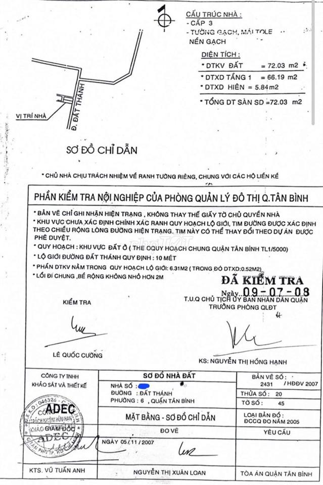 Chính chủ cần bán nhà mặt tiền Đất Thánh Quận Tân Bình 72m