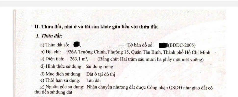 Cần bán lô đất 2 mặt tiền đường Trường Chinh