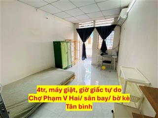 Cho thuê phòng ban công, máy lạnh,máy giặt gần PVhai, sân bay, bờ kè