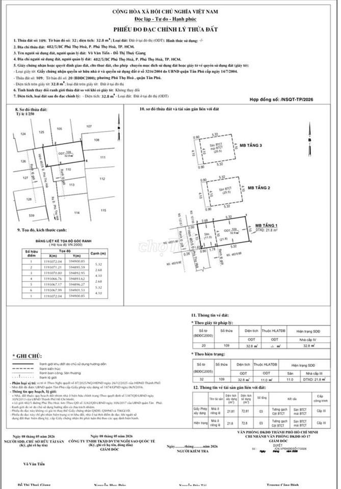 Bán nhà mới xây 482/5/8C Phú thọ hòa, tân phú dt: 4.1 x 8 giá 4tỷ3