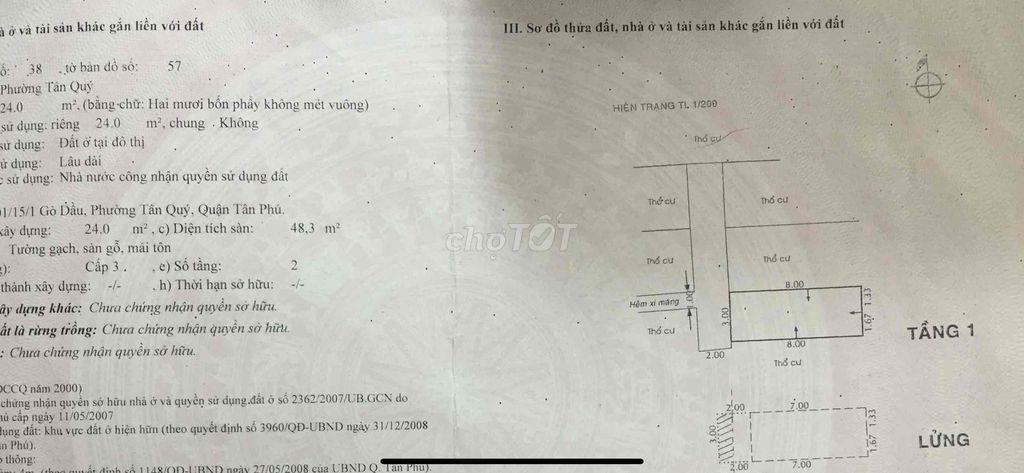 Nhà hẽm 101 Gò Dầu (đường Nguyễn Háo Vĩnh) nội bộ chỉ 4 hộ,cựcyên tĩnh