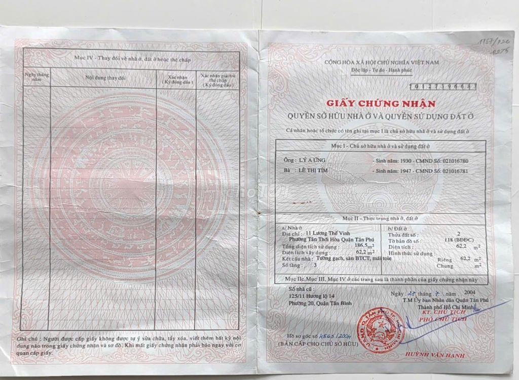 Bán nhà mặt tiền lương thế vinh