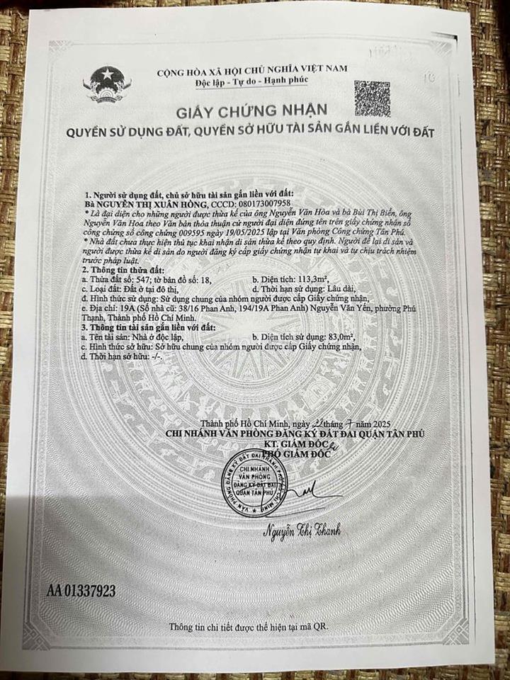 bán nhà mặt tiền nguyễn văn yến , nhà chính chủ HH 2%