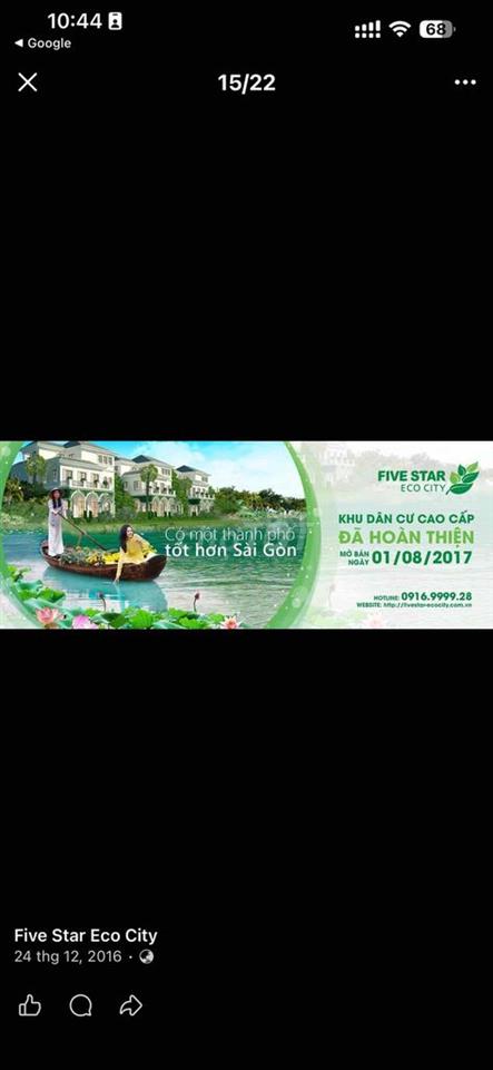 Cần bán đất nền khu đô thị Five Star Eco City ( dự án 5 sao) giáp chợ