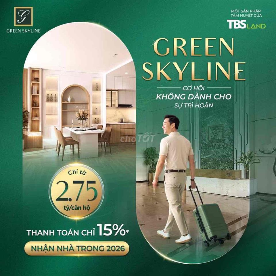 Green Skyline bán 2PN2WC 66m2 view Đông Nam bàn giao full nội thất