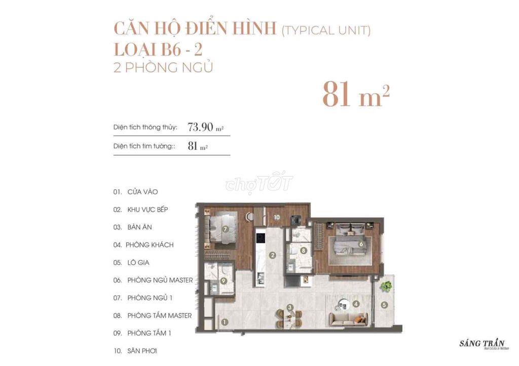 Giá Chiết Khấu 13% + 500tr, Tổng giá 7,849 tỷ 2pn 81m