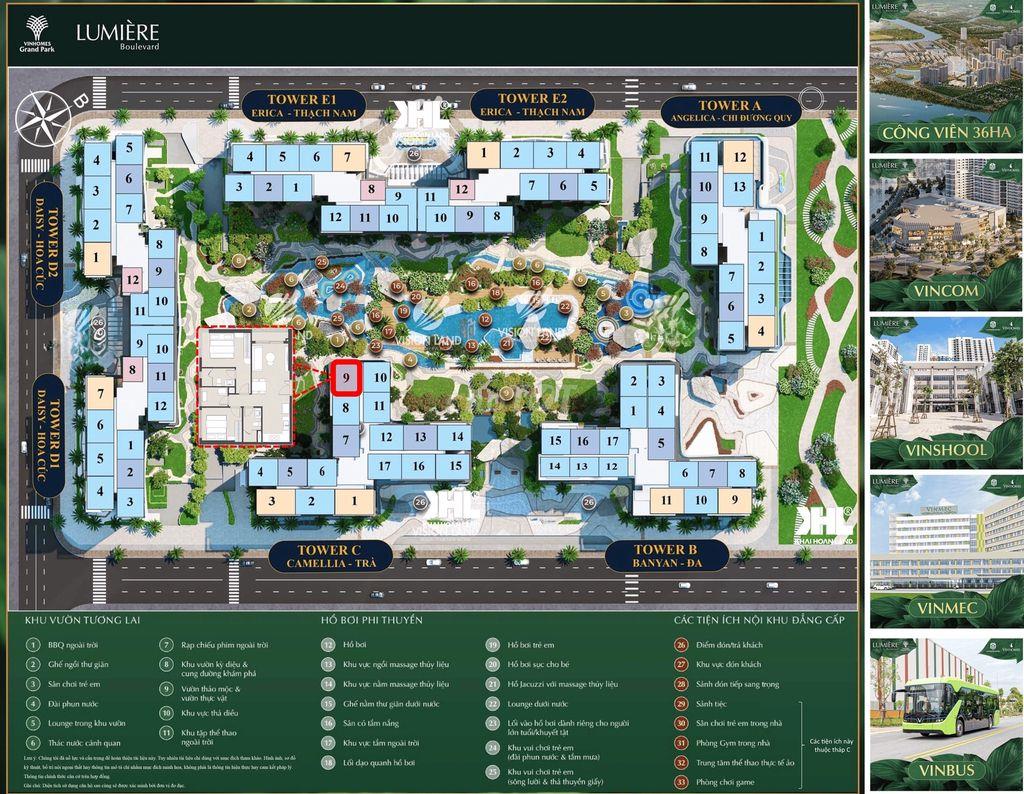 CHO THUÊ CĂN HỘ 2PN, 2WC MỚI CAO CẤP – LUMIÈRE BOULEVARD