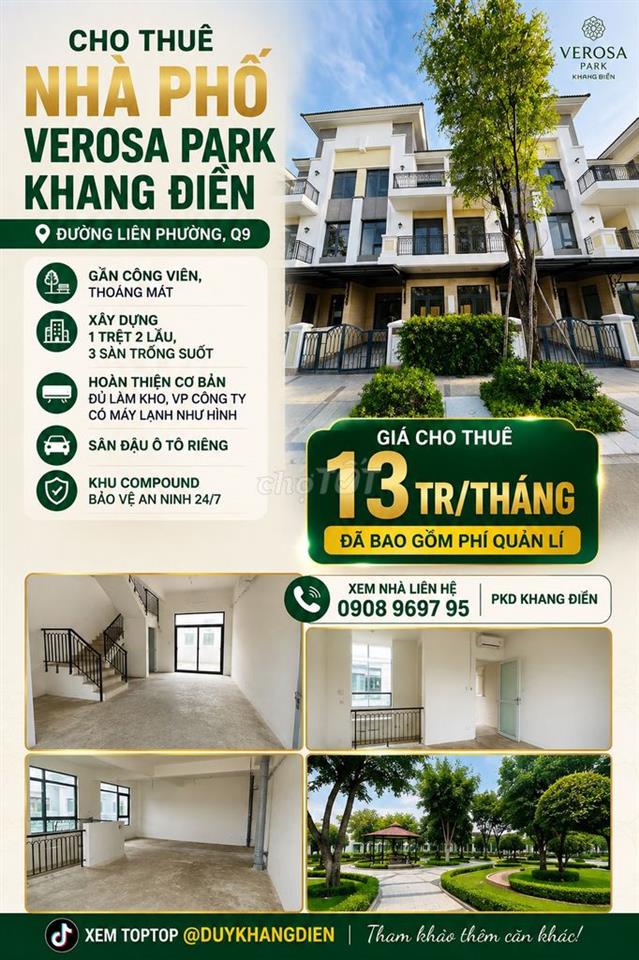 NHÀ VEROSA KHANG ĐIỀN -TIỆN LÀM KHO HOẶC VP CTY -SẴN MÁY LẠNH -BV 24/7