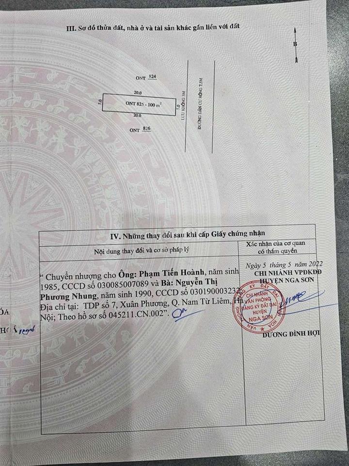 B.án lô đất phân lô vỉa hè,  kd đỉnh,  cổng kcn Tam Linh Nga Sơn 100m2