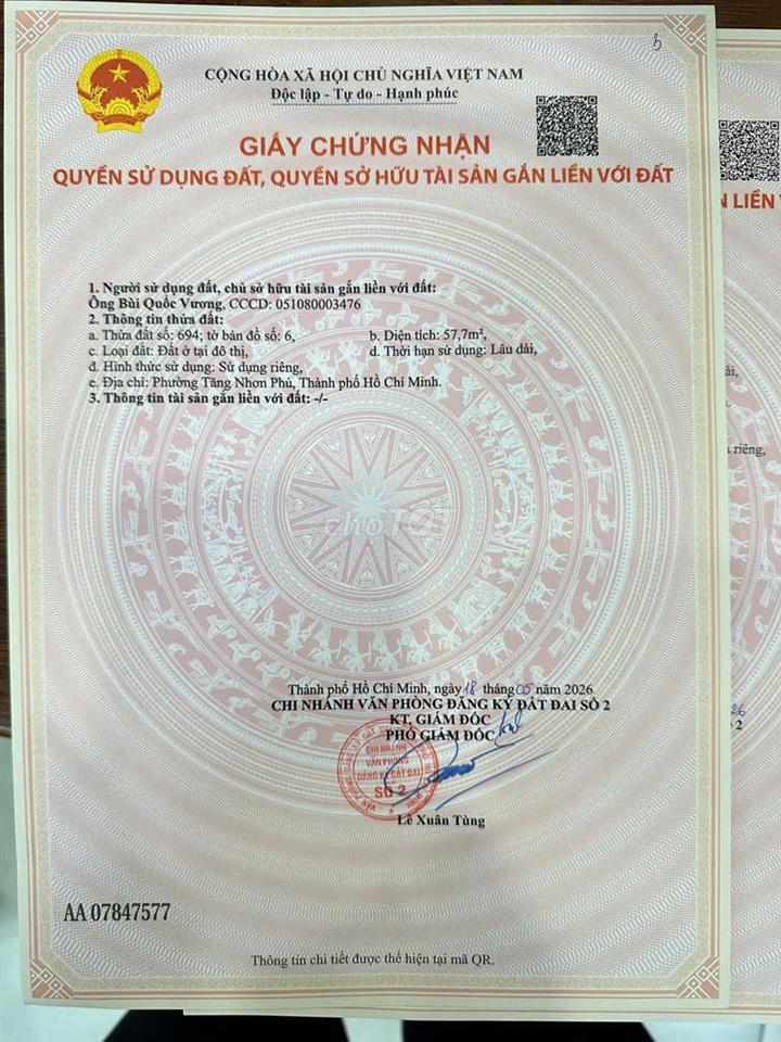 MAN THIỆN TĂNG NHƠN PHÚ A, HẺM XE HƠI, 64M2, GIÁ 4.8 TỶ.