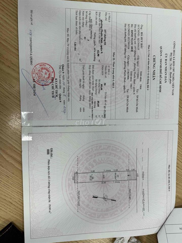 TÔI CHÍNH CHỦ BÁN NHÀ ĐƯỜNG 04 PHƯỚC BÌNH