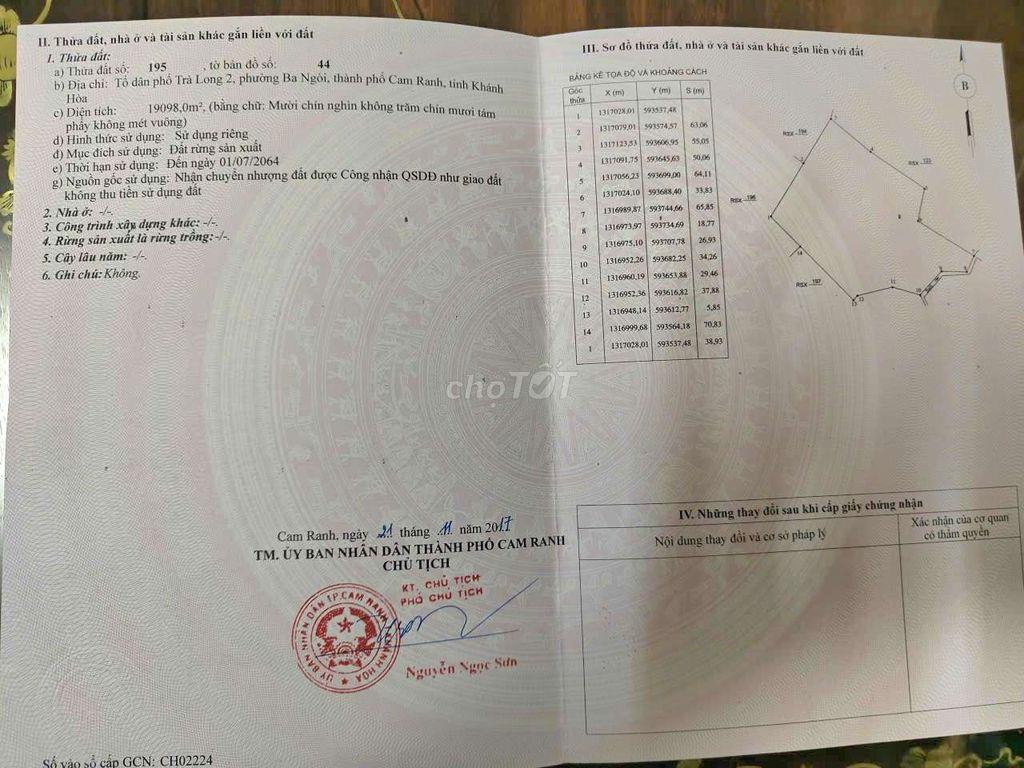 (Cách QL1A 800m-đối diện khu 2 Đô thị Vin)2,2 ha đất CLN P.Ba Ngòi