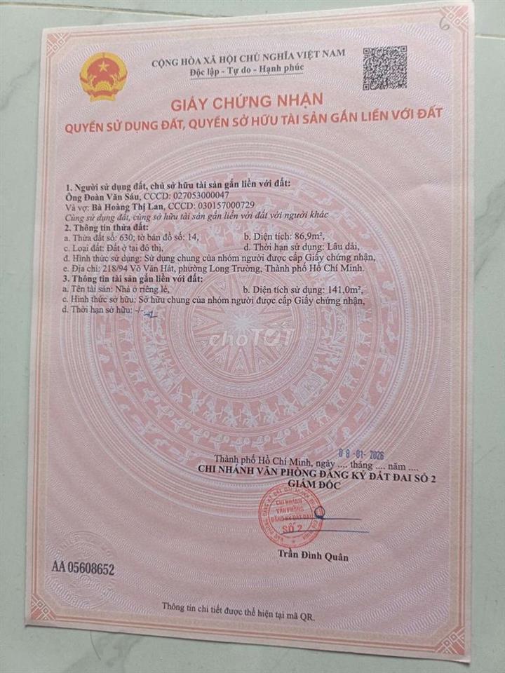 bán nhà mới XD 1/2026