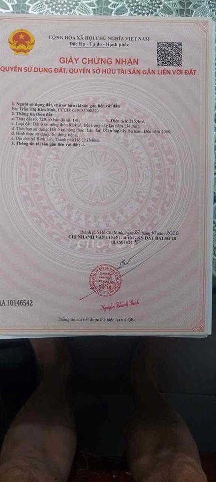 Bán Đất Thổ Cư Mặt Tiền Đường nhựa lớn