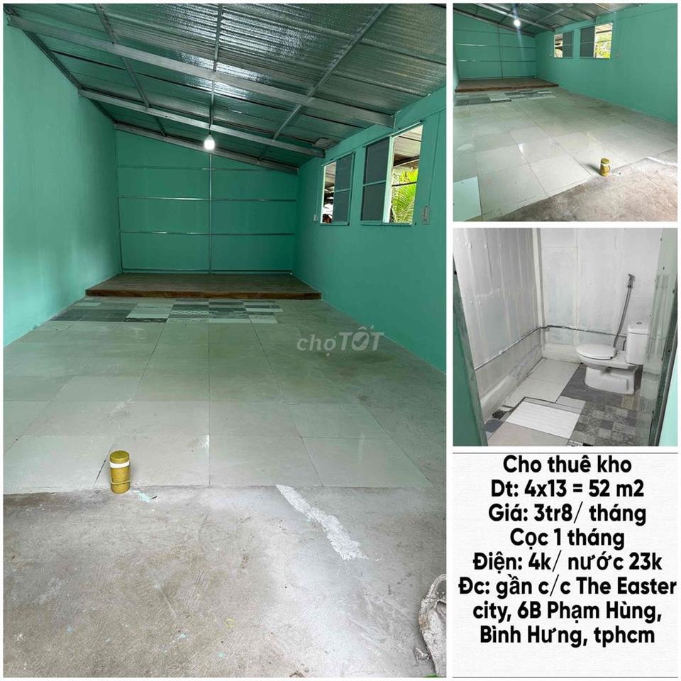 cho thuê kho 52m2 gần chung cư 6B Phạm Hùng, Bình Hưng, tphcm