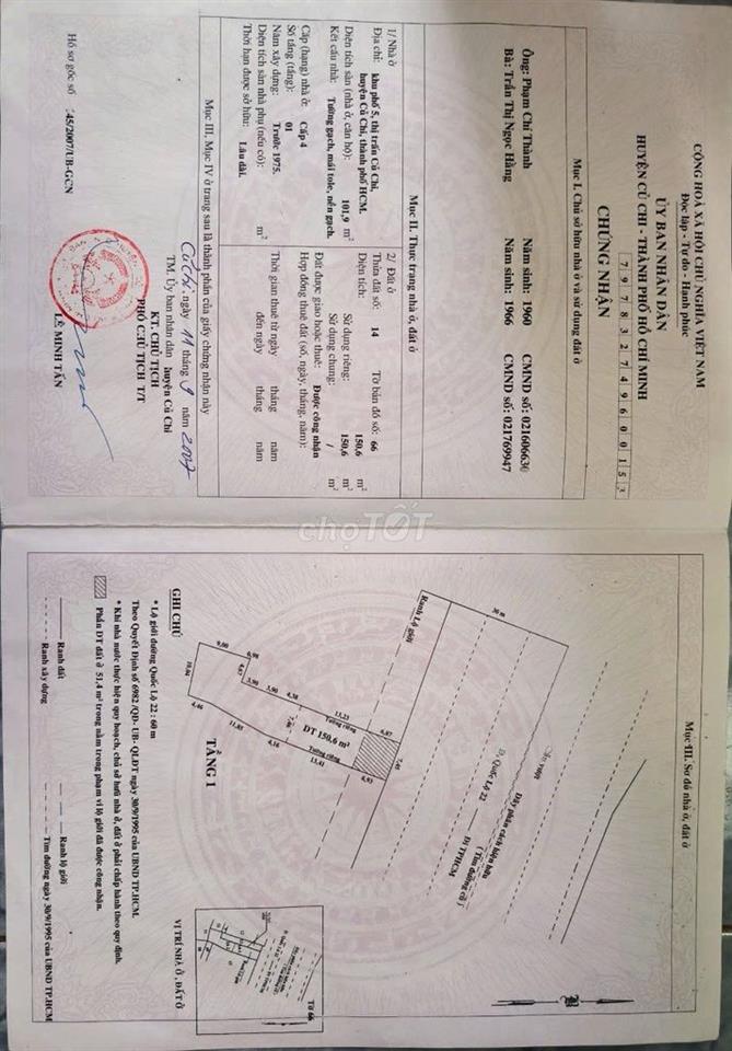 Nhà mặt tiền, vừa ở vừa kinh doanh, Trung tâm thị trấn Củ Chi