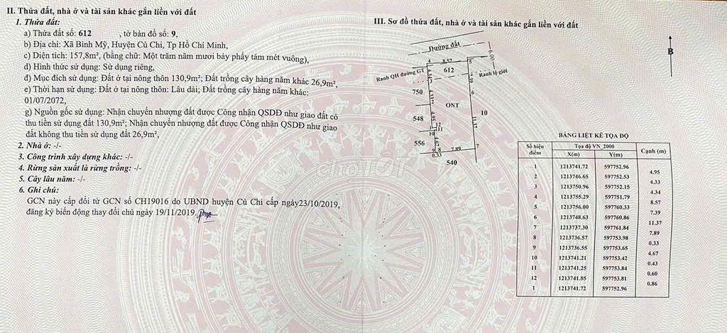Chính chủ bán lô đất Bình Mỹ, Củ Chi (giáp Thủ Dầu Một, BD)