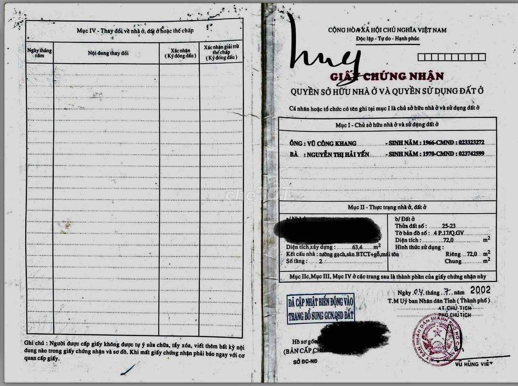 Nhà bán khu Cư xá Lam Sơn Nguyễn Oanh