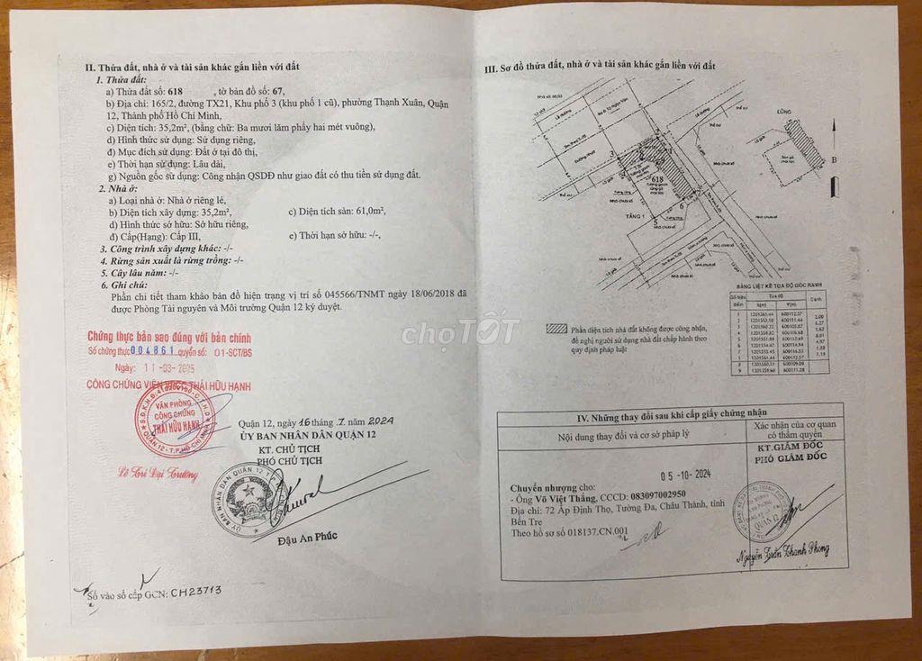 Bán nhà mặt tiền thạnh Xuân 21/tx21
