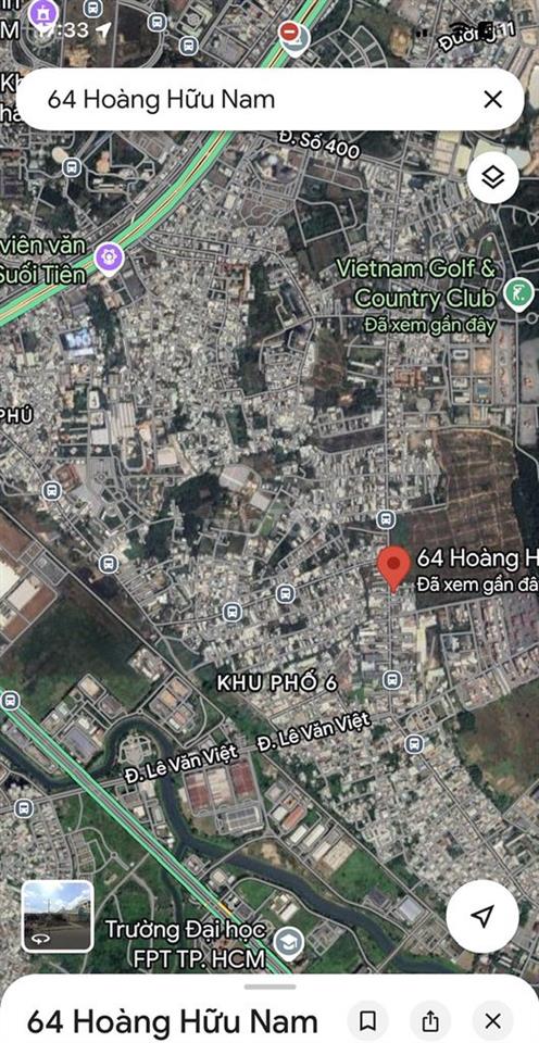 Bán đất góc 2 mặt tiền, 64 Hoàng Hữu Nam, Thủ Đức. Sổ hồng riêng