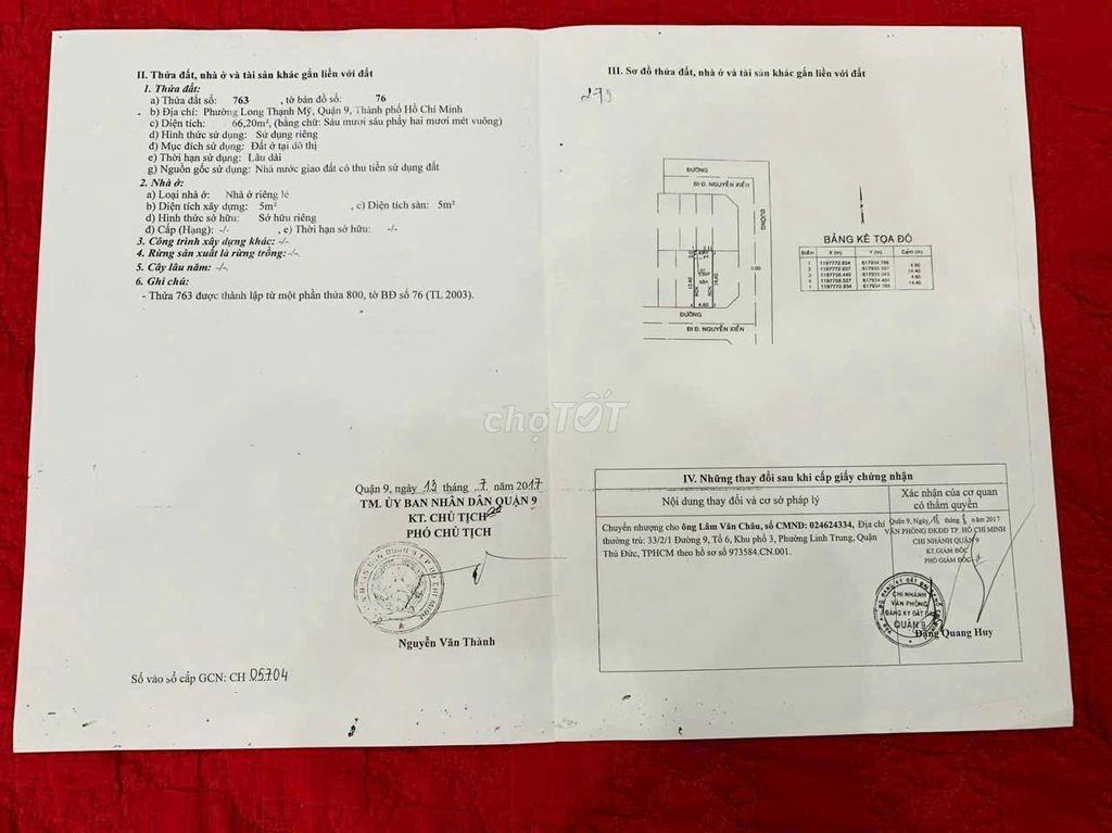 Bán Đất thổ cư 2 mặt tiền,gần đường 23 đường NGUYỄN XIỂN (Vin home)