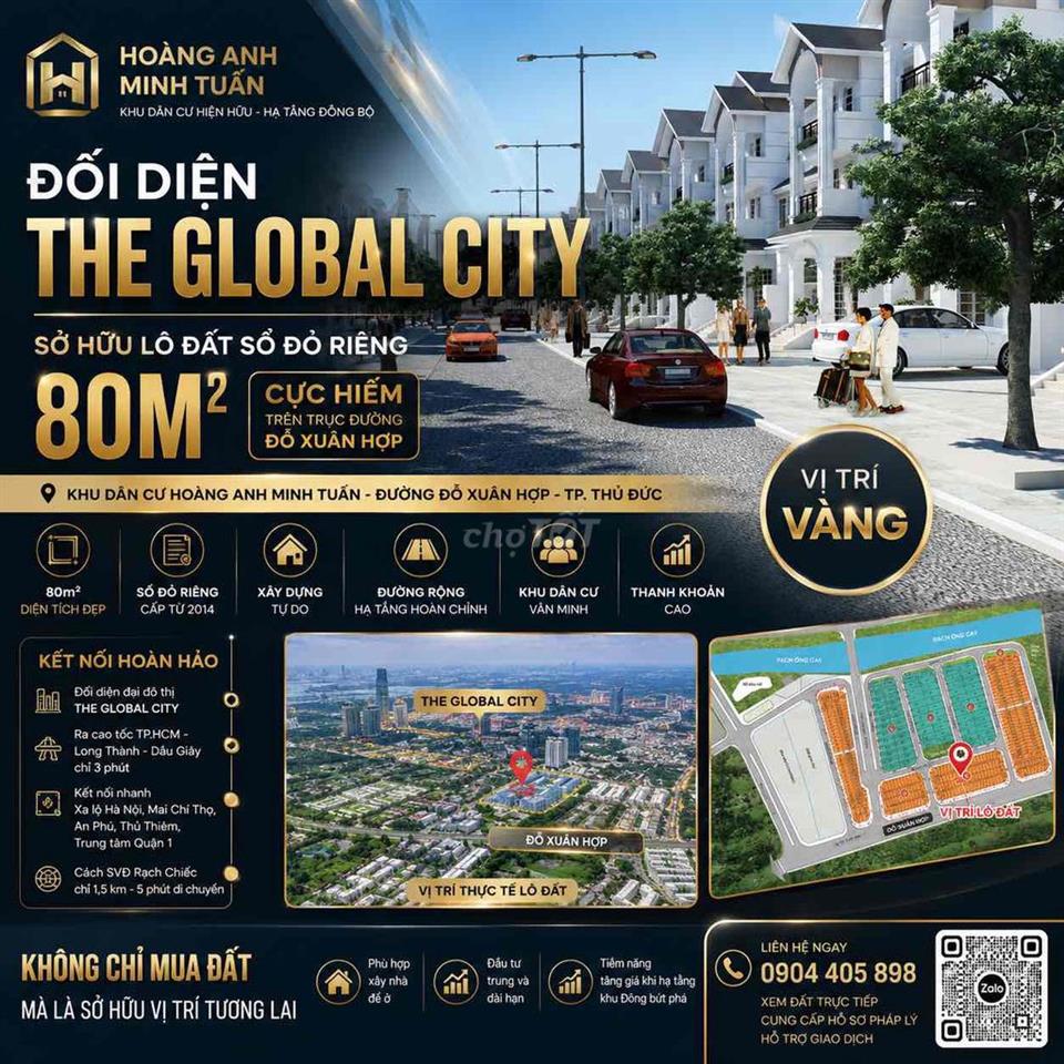 Đất trong khu đối diện The Global City | 80m² | Sổ hồng riêng