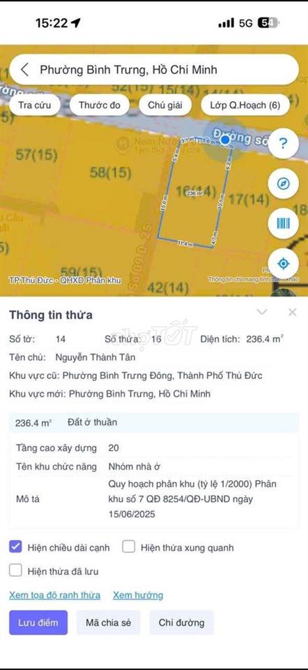 BÁN ĐẤT DIỆN TÍCH KHỦNG 2 MẶT TIỀN 236m2 BÌNH TRƯNG Q2, XD ĐẾN 20 TẦNG
